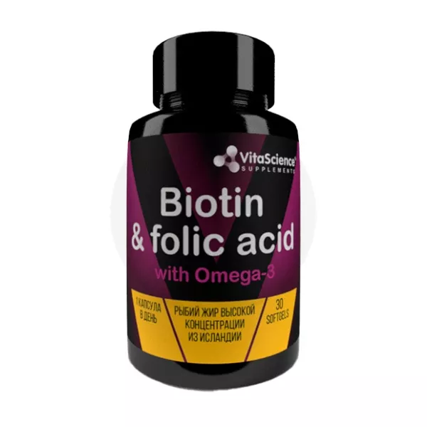 Vitascience Total Black Биотин+Фолиевая+Омега-3, №30