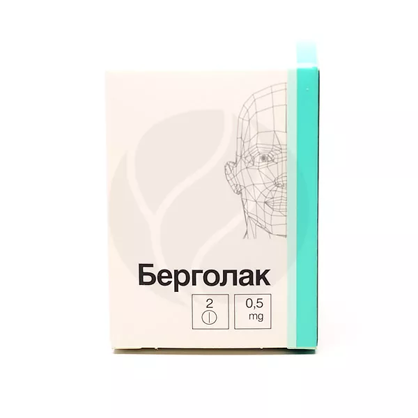 Изображение товара Берголак таблетки 0,5мг, №2, АО ВЕРОФАРМ Изображение товара Берголак таблетки 0,5мг, №2, АО ВЕРОФАРМ