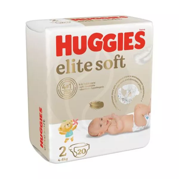 Изображение товара Huggies Elite Soft 2 подгузники 4-6 кг 20 шт гипоаллергенные Изображение товара Huggies Elite Soft 2 подгузники 4-6 кг 20 шт гипоаллергенные