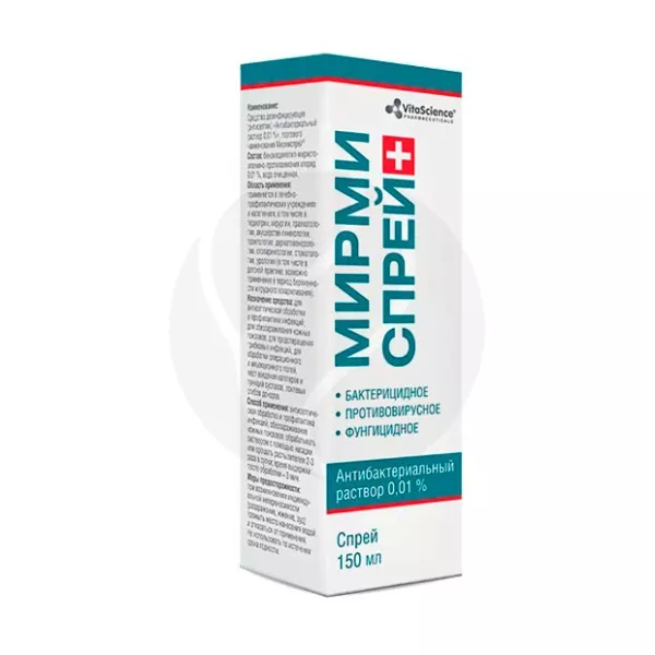 Изображение товара Антисептический спрей Мирмиспрей Vitascience 150 мл с бактерицидным эффектом