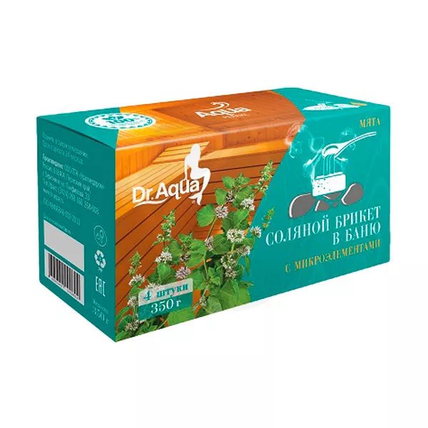 Изображение товара Dr.Aqua брикет соляной в баню с микроэлементами Мята, 350г