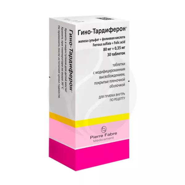 Изображение товара Гино-Тардиферон таблетки с модифицированным высвобождением 80мг+0,35мг 30 шт