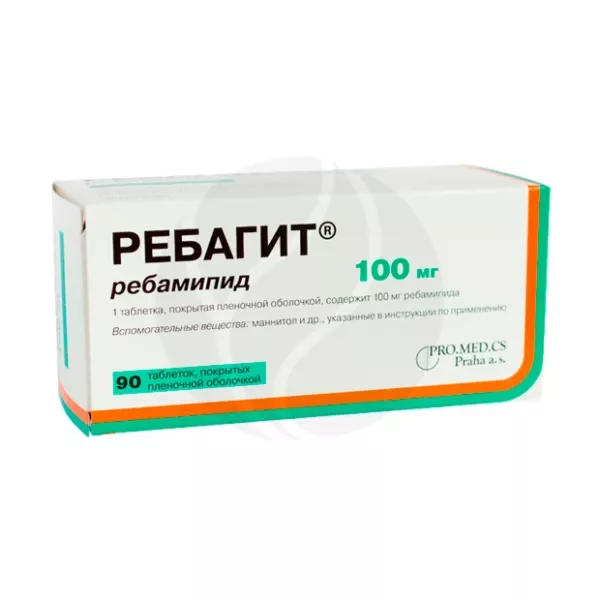 Изображение товара Ребагит таблетки покрыт. п/о 100мг, №90 Изображение товара Ребагит таблетки покрыт. п/о 100мг, №90