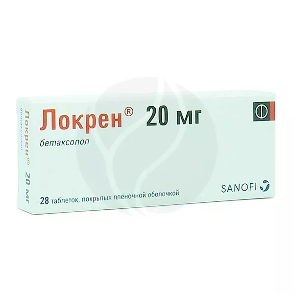 Изображение товара Лекарственный препарат Локрен 20мг бетаксолол гидрохлорид Изображение товара Лекарственный препарат Локрен 20мг бетаксолол гидрохлорид