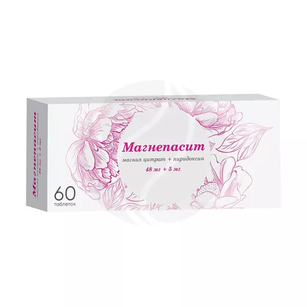 Изображение товара Магнепасит таблетки покрыт. п/о 48мг+5мг, №60 Изображение товара Магнепасит таблетки покрыт. п/о 48мг+5мг, №60