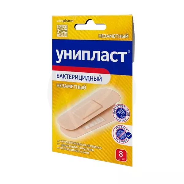 Изображение товара Унипласт лейкопластырь бактерицид незаметный 1.9х7.2 см №8 Изображение товара Унипласт лейкопластырь бактерицид незаметный 1.9х7.2 см №8