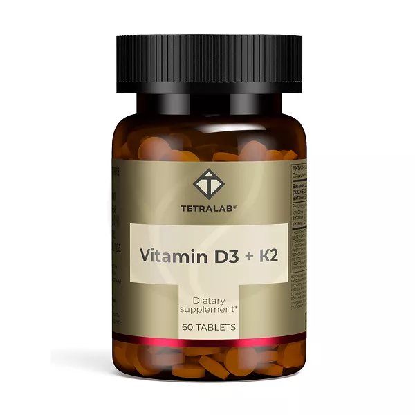 Изображение товара Таблетки витамин D3+К2 500МЕ+100мкг для взрослых, 60 шт