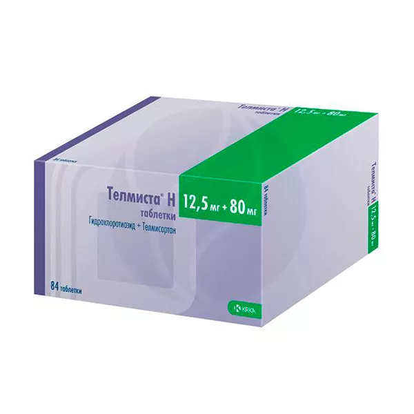 Изображение товара Телмиста H таблетки 80мг+12,5мг, №84 Изображение товара Телмиста H таблетки 80мг+12,5мг, №84