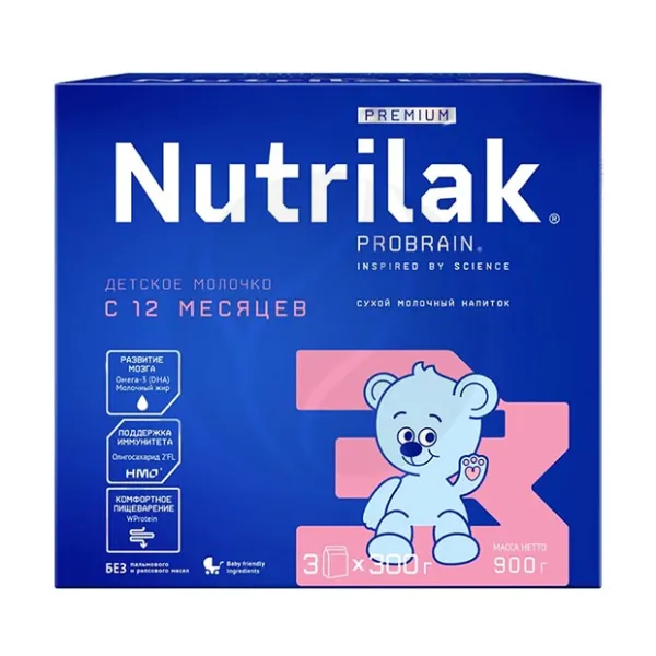 Изображение товара Nutrilak Premium 3 детский молочный напиток (12+мес), 900г Изображение товара Nutrilak Premium 3 детский молочный напиток (12+мес), 900г
