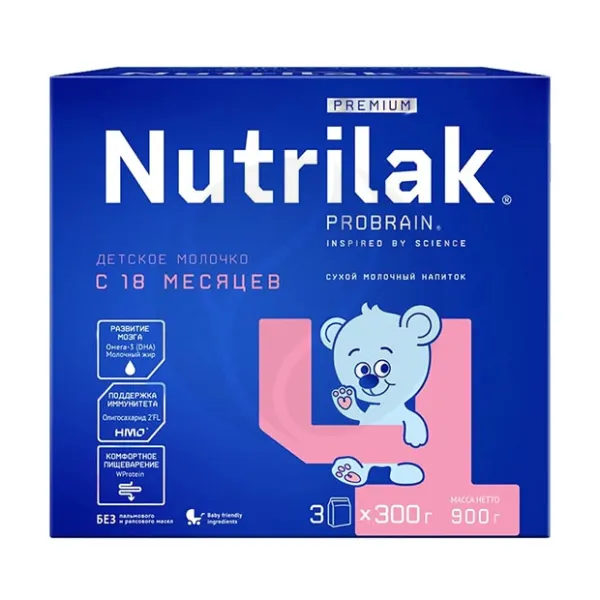 Изображение товара Nutrilak Premium 4 детский молочный напиток (18+мес), 900г Изображение товара Nutrilak Premium 4 детский молочный напиток (18+мес), 900г