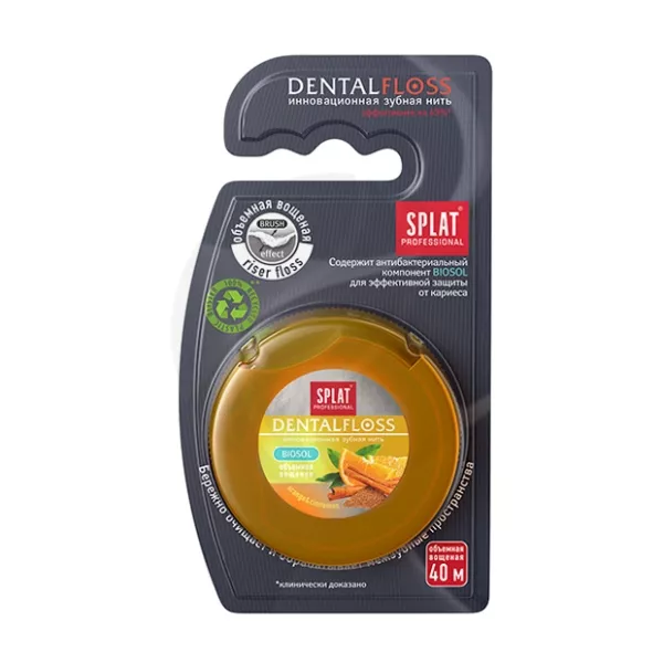 Изображение товара Вощеная зубная нить Splat с ароматом апельсина и корицы 40м
