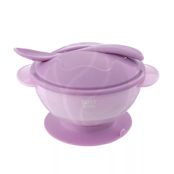 Изображение товара Roxy-kids набор для кормления (тарел/крыш/лож.) цвет лаванда (8+мес)