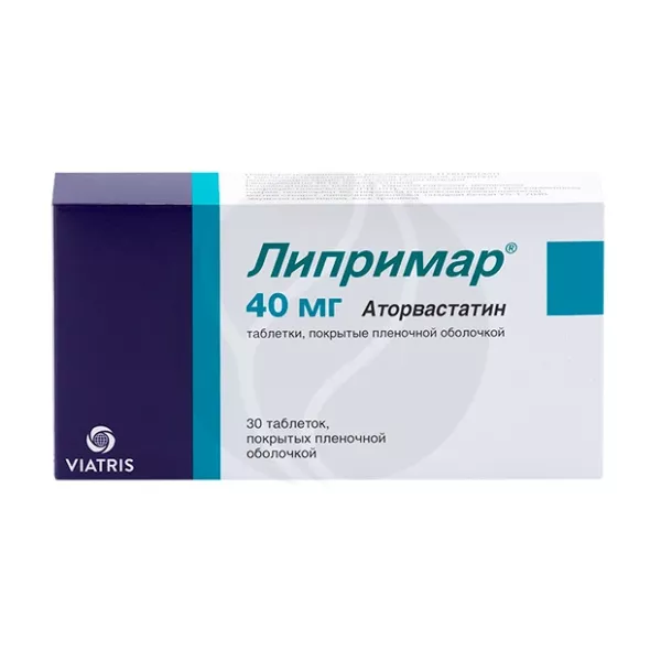 Изображение товара Липримар таблетки покрытые 40 мг, No30 - для снижения холестерина, производство Pfizer
