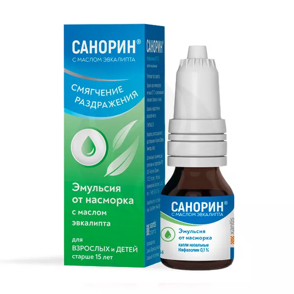 Изображение товара Санорин капли назальные с маслом эвкалипта 0,1%, 10мл Изображение товара Санорин капли назальные с маслом эвкалипта 0,1%, 10мл