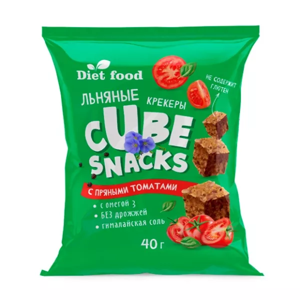 Изображение товара Льняные кубики с пряными томатами 40г натуральный продукт