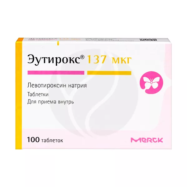 Изображение товара Эутирокс таблетки 137мкг Мерк - для нормализации щитовидной железы Изображение товара Эутирокс таблетки 137мкг Мерк - для нормализации щитовидной железы