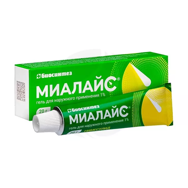 Изображение товара Миалайс гель 1% для наружного применения 20 г Нимесулид Россия Изображение товара Миалайс гель 1% для наружного применения 20 г Нимесулид Россия