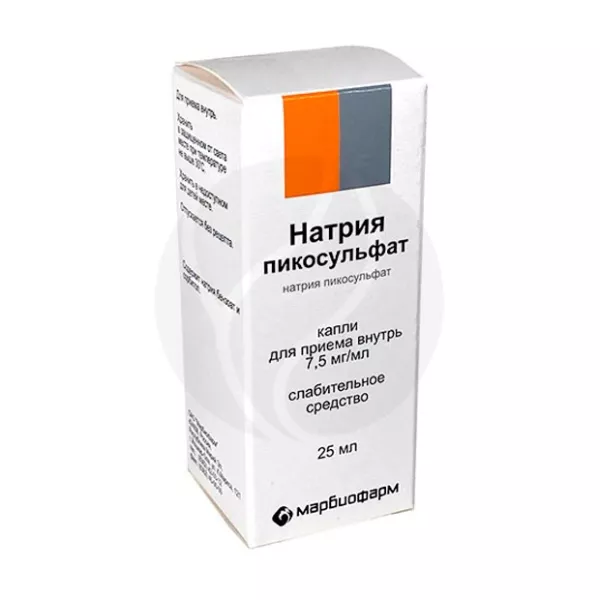Изображение товара Натрия пикосульфат капли внутрь 7,5мг/мл 25мл для мягкого слабительного