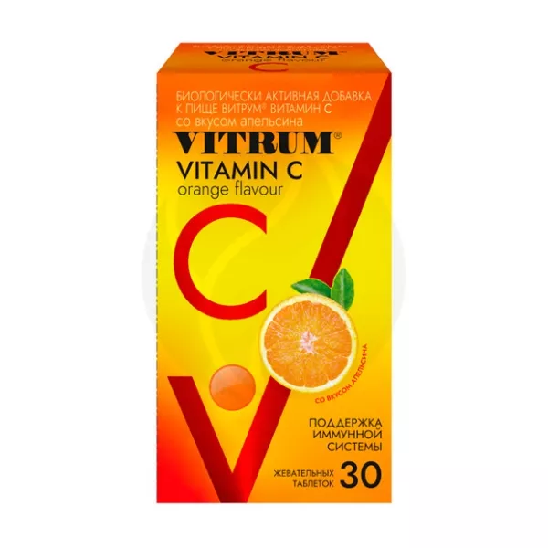 Vitrum Витамин С таблетки жевательные апельсин 600мг, №30