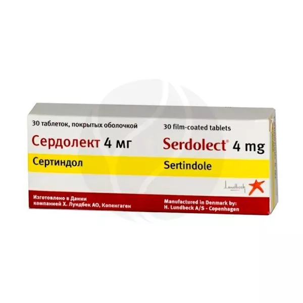Изображение товара Сердолект таблетки 4мг, №30, покрытые оболочкой, H Lundbeck A S, Дания