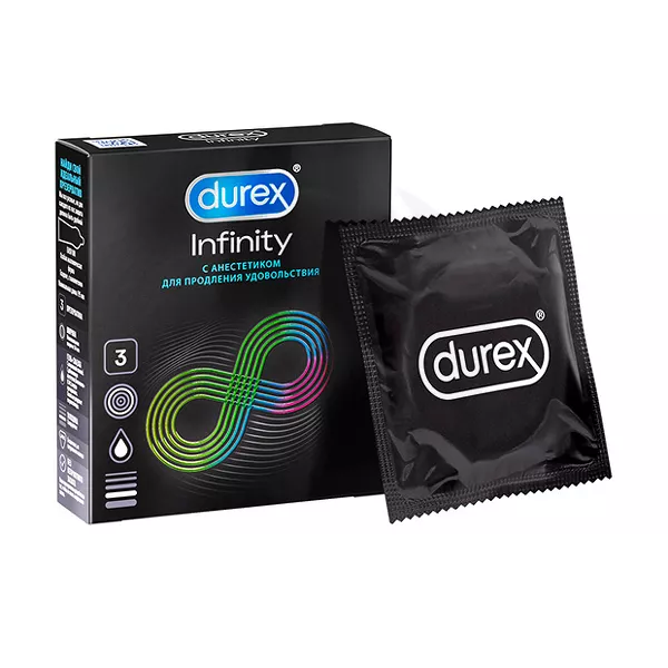 Изображение товара Durex Infinity презервативы с анестетиком для продления удовольствия №3 Изображение товара Durex Infinity презервативы с анестетиком для продления удовольствия №3