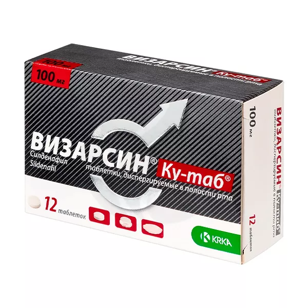 Изображение товара Визарсин КУ-таб диспергируемые таблетки 100 мг для лечения эректильной дисфункции Изображение товара Визарсин КУ-таб диспергируемые таблетки 100 мг для лечения эректильной дисфункции