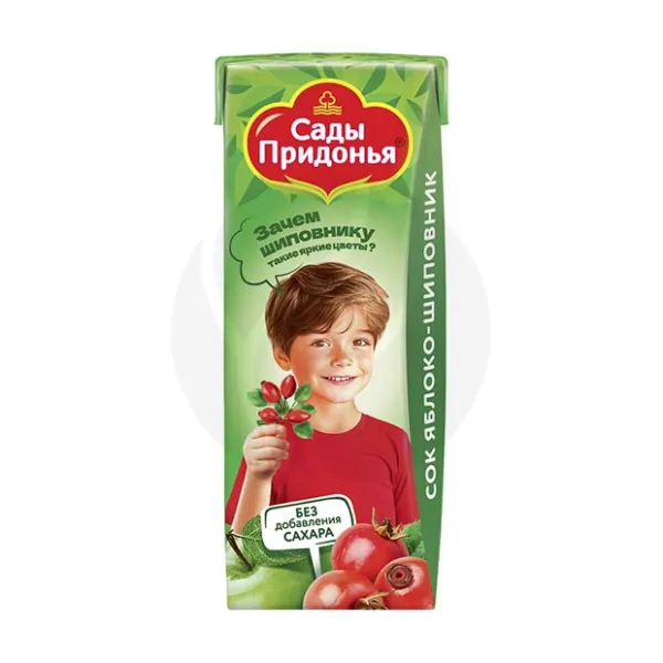 Изображение товара Сады Придонья сок яблоко-шиповник 200мл без сахара для детей 6+ мес