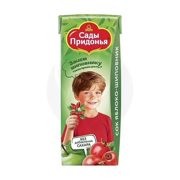 Изображение товара Сады Придонья сок яблоко-шиповник 200мл без сахара для детей 6+ мес