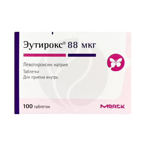 Изображение товара Эутирокс таблетки 88мкг No100 Мерк - лечение щитовидной железы Изображение товара Эутирокс таблетки 88мкг No100 Мерк - лечение щитовидной железы