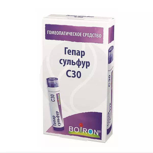 Изображение товара Гепар сульфур С 30 гомеопатические гранулы от воспалений и гнойных процессов Изображение товара Гепар сульфур С 30 гомеопатические гранулы от воспалений и гнойных процессов