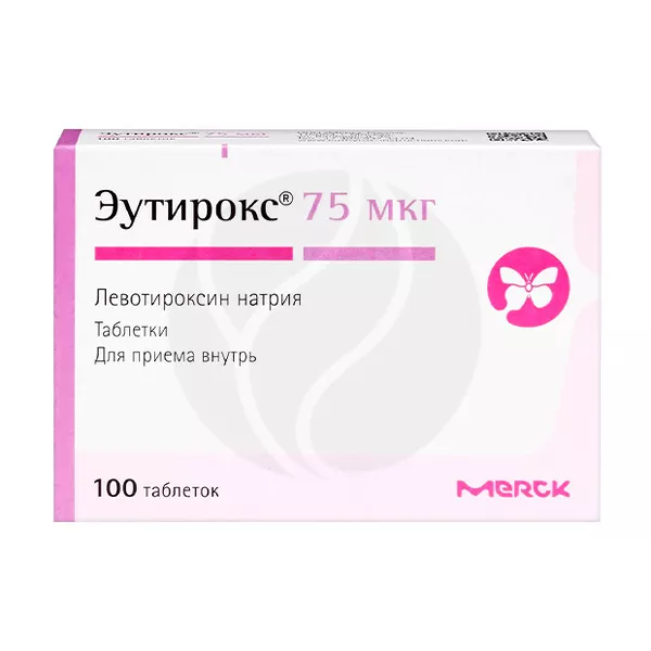 Изображение товара Таблетки Merck Healthcare 75мкг Эутирокс Левотироксин натрия Изображение товара Таблетки Merck Healthcare 75мкг Эутирокс Левотироксин натрия