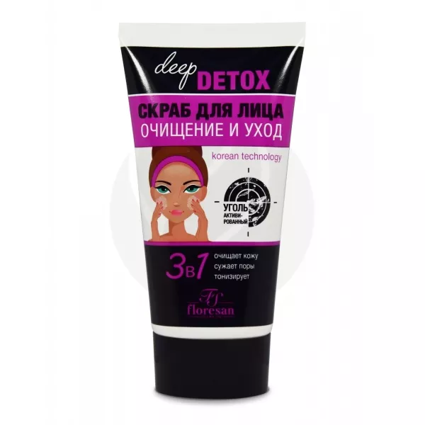 Изображение товара Floresan Deep detox скраб для лица с активированным углем, 150мл
