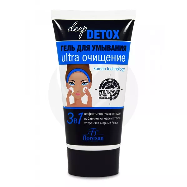Изображение товара Floresan Deep detox гель для умывания с активированным углем, 150мл Изображение товара Floresan Deep detox гель для умывания с активированным углем, 150мл