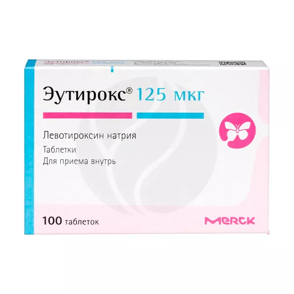 Изображение товара Эутирокс таблетки 125мкг, №100, Германия, для лечения щитовидной железы Изображение товара Эутирокс таблетки 125мкг, №100, Германия, для лечения щитовидной железы