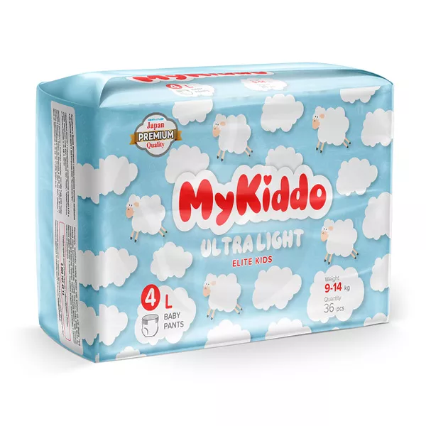 Изображение товара MyKiddo Elite Kids подгузники-трусики размер L 36 шт мягкие и впитывающие для малышей весом 9-14 кг Изображение товара MyKiddo Elite Kids подгузники-трусики размер L 36 шт мягкие и впитывающие для малышей весом 9-14 кг
