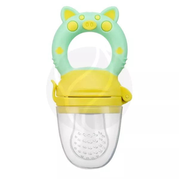 Roxy-kids Piggy ниблер для прикорма с силиконовой сеточкой, цвет мятный+желтый(6+мес)