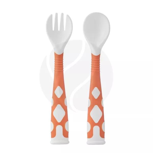 Изображение товара Набор гибких столовых приборов Roxy-kids ложка и вилка для малышей 9+ месяцев оранжевый