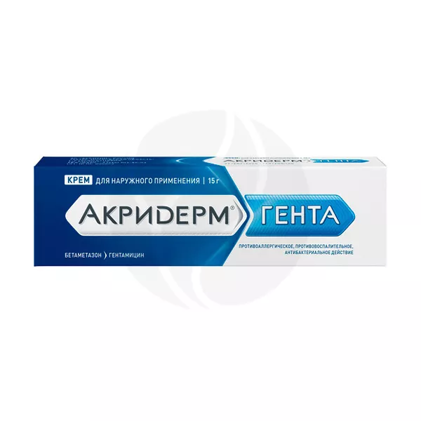 Изображение товара Акридерм Гента крем д/наружн. прим. 0,05%+0,1%, 15г Изображение товара Акридерм Гента крем д/наружн. прим. 0,05%+0,1%, 15г