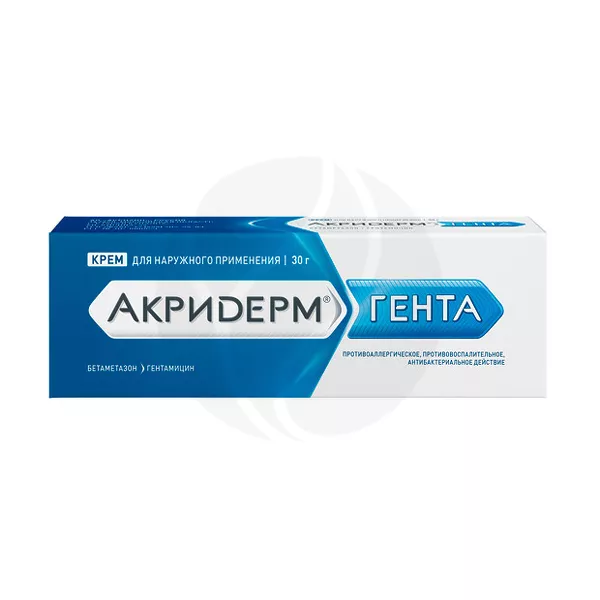 Изображение товара Акридерм Гента крем д/наружн. прим. 0,05%+0,1%, 30г Изображение товара Акридерм Гента крем д/наружн. прим. 0,05%+0,1%, 30г