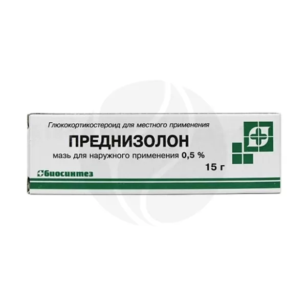 Изображение товара Мазь Преднизолон Биосинтез 0,5% 15г для кожи и аллергий Изображение товара Мазь Преднизолон Биосинтез 0,5% 15г для кожи и аллергий