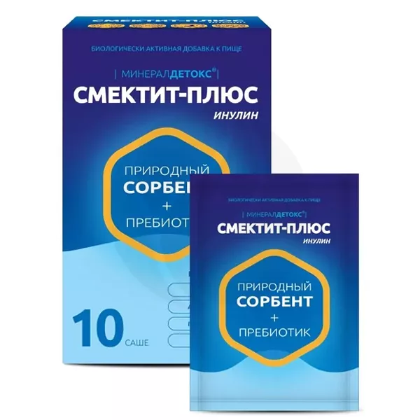 Изображение товара Смектит-плюс Инулин МинералДетокс порошок д/пригот. р-ра д/приема внутрь, №10 Изображение товара Смектит-плюс Инулин МинералДетокс порошок д/пригот. р-ра д/приема внутрь, №10