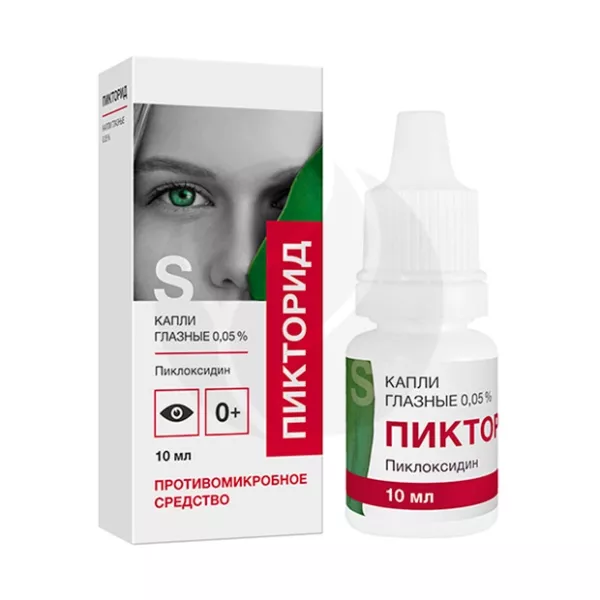 Изображение товара Глазные капли Пикторид-СОЛОфарм 0,05% 10 мл против инфекций и воспалений