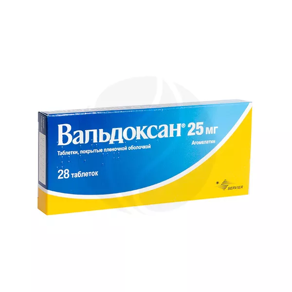 Изображение товара Вальдоксан таблетки покрыт. п/о 25мг, №28 Изображение товара Вальдоксан таблетки покрыт. п/о 25мг, №28