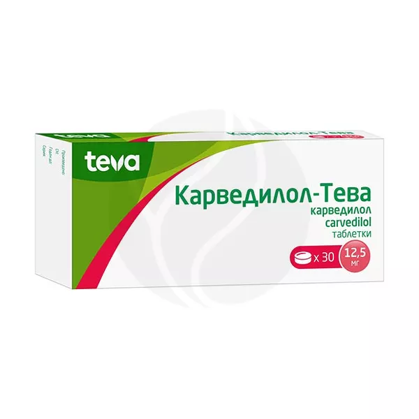 Изображение товара Лекарство Карведилол Teva 12,5 мг №30 Изображение товара Лекарство Карведилол Teva 12,5 мг №30