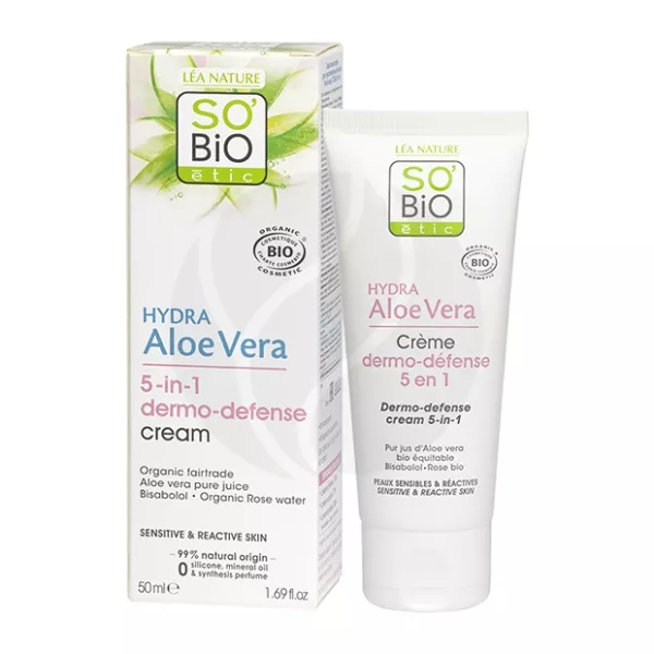 SO'BiOetic Защитный крем для лица для чувствительной кожи Алоэ Вера, 50мл