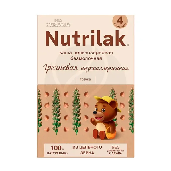 Изображение товара Nutrilak каша детская безмолочная гречневая цельнозерновая низкоаллергенная, без сахара(4+мес), 200г