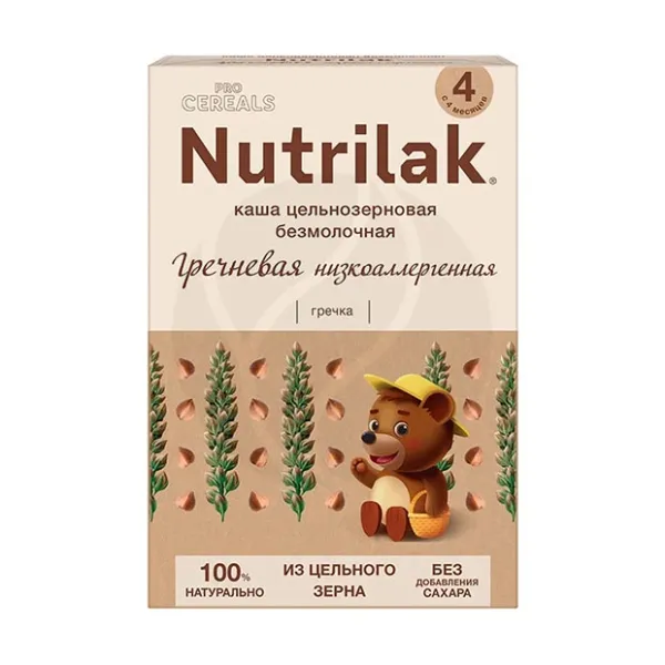 Изображение товара Nutrilak Procereals каша детская безмолочная гречневая цельнозерновая низкоаллергенная, без сахара (4+мес), 200г Изображение товара Nutrilak Procereals каша детская безмолочная гречневая цельнозерновая низкоаллергенная, без сахара (4+мес), 200г