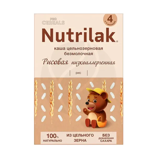 Изображение товара Nutrilak каша детская безмолочная рисовая цельнозерновая низкоаллергенная, без сахара(4+мес), 200г