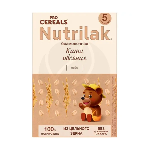 Изображение товара Nutrilak каша безмолочная овсяная цельнозерновая, без сахара (5+мес), 200г