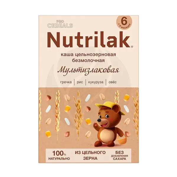 Изображение товара Nutrilak каша безмолочная мультизлаковая цельнозерновая, без сахара (6+мес), 200г